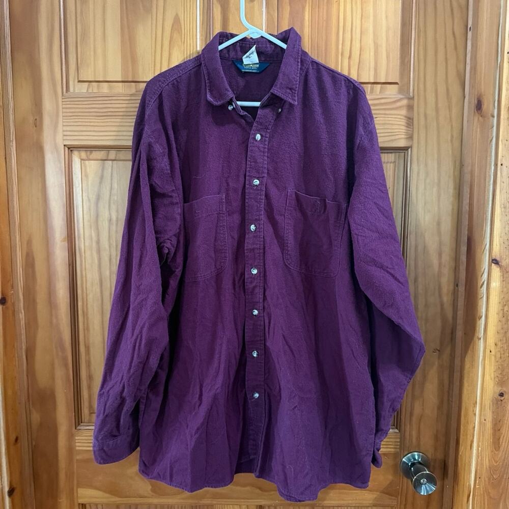 Men's Vintage Osh Kosh Purple Long Sleeve Button Front Shirt Size XXL